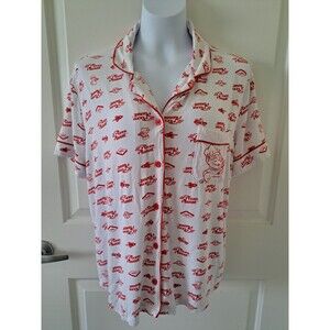 Disney Toy Story Aliens Pizza Planet Women's Sleep Pajama White Red Top Sz M